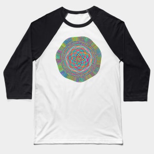 Kaleidoscopic Rainbow Spiral Mandala Baseball T-Shirt